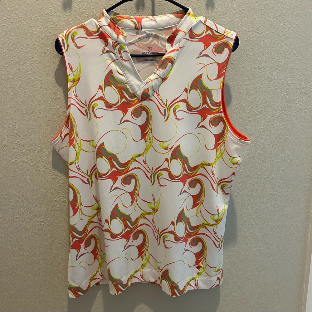 Golf America Vibrant Swirl Sleeveless Blouse XL
